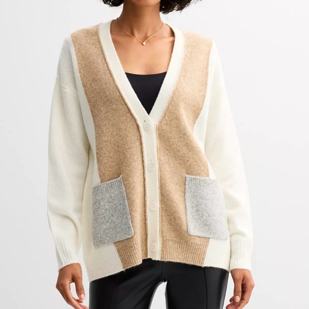 Catherine Malandrino Colorblock open Cardigan